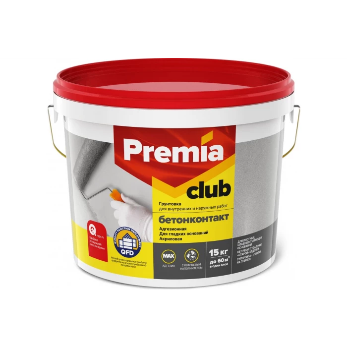 Адгезионная грунтовка PREMIA CLUB бетонконтакт, ведро 15 кг О03929