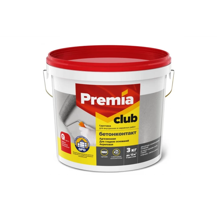 Адгезионная грунтовка PREMIA CLUB бетонконтакт, ведро 3 кг О03927