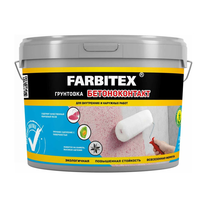 Акриловая грунтовка Farbitex бетоноконтакт 1.1 кг 4300011404