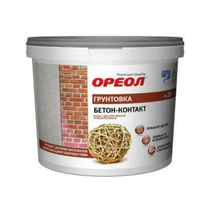 Водно-дисперсионная грунтовка бетон-контакт Ореол (полиакриловая; для наружных и внутренних работ; 12 кг) 66140