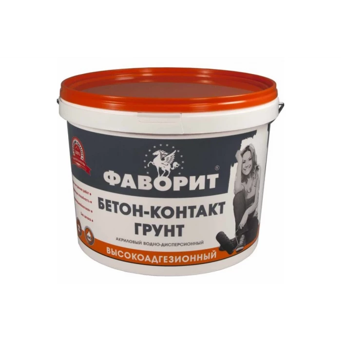 Грунт ФАВОРИТ ВДАК-012БК БЕТОН-КОНТАКТ евроведро 2,5 кг для внутренних и наружных работ 74135