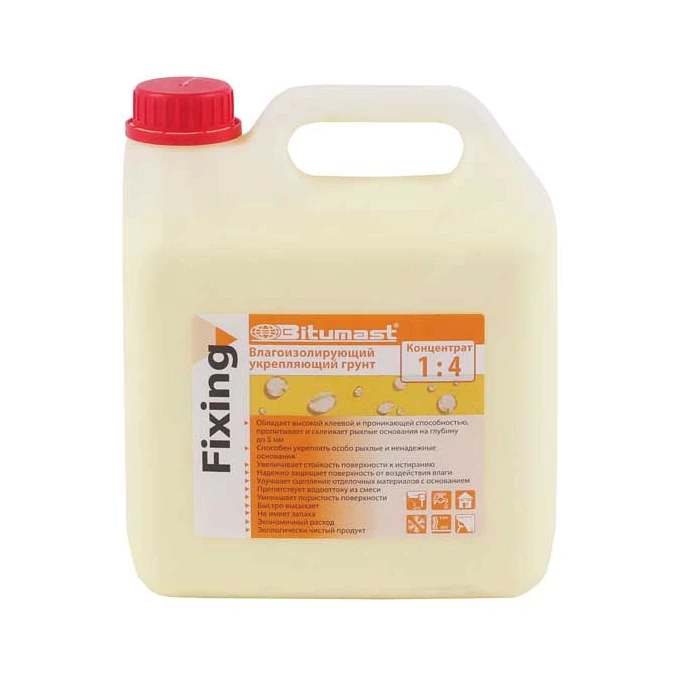 Влагоизолирующий укрепляющий грунт-концентрат 1:4 Bitumast Fixing 3 л