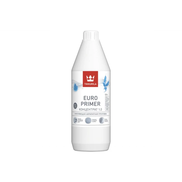 Акрилатная грунтовка Tikkurila EURO PRIMER, концентрат 1:3, укрепляющая, 0,9 л