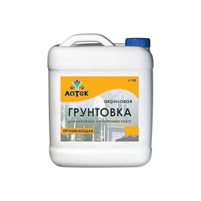Акриловая грунтовка для внутренних и наружных работ Латек 5 л Л102 LAG004