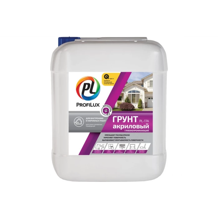 Акриловый грунт для наружных и внутренних работ Profilux PL 17A 10 л Н0000000907