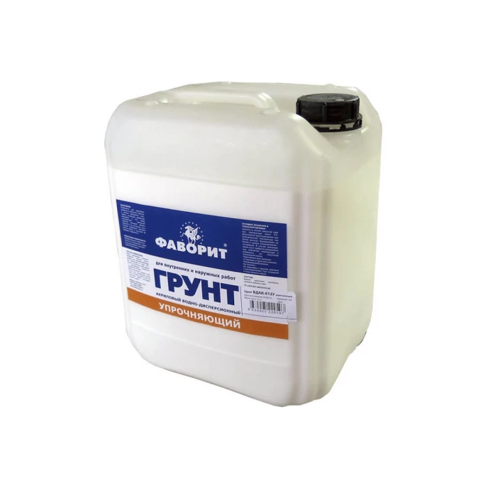Акриловый грунт ФАВОРИТ ВДАК-012У упрочняющий, 10 кг для фасадных и внутренних работ 66691