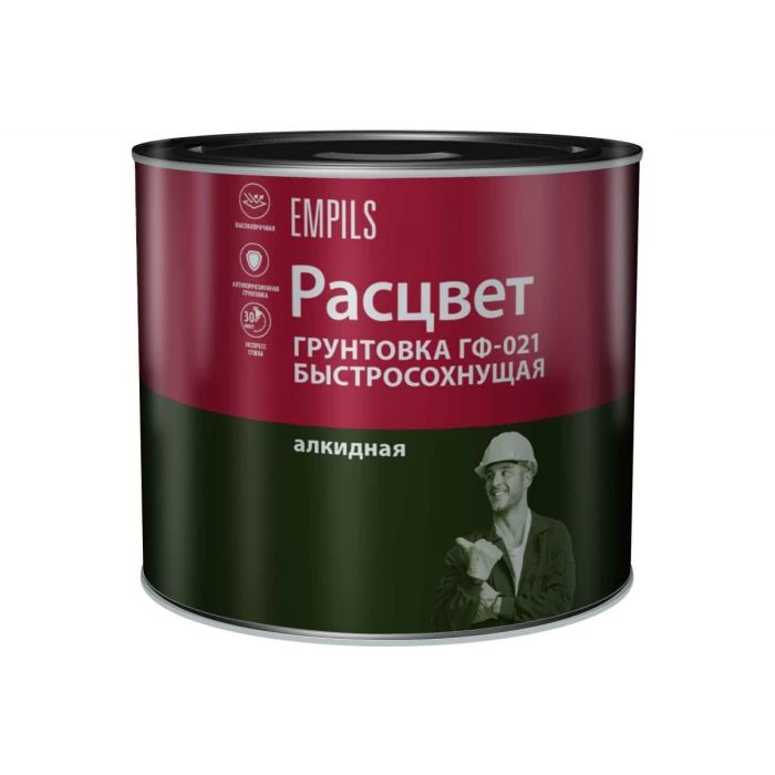 Быстросохнущая грунтовка Расцвет ГФ-021 серая, 2.5 кг 73566