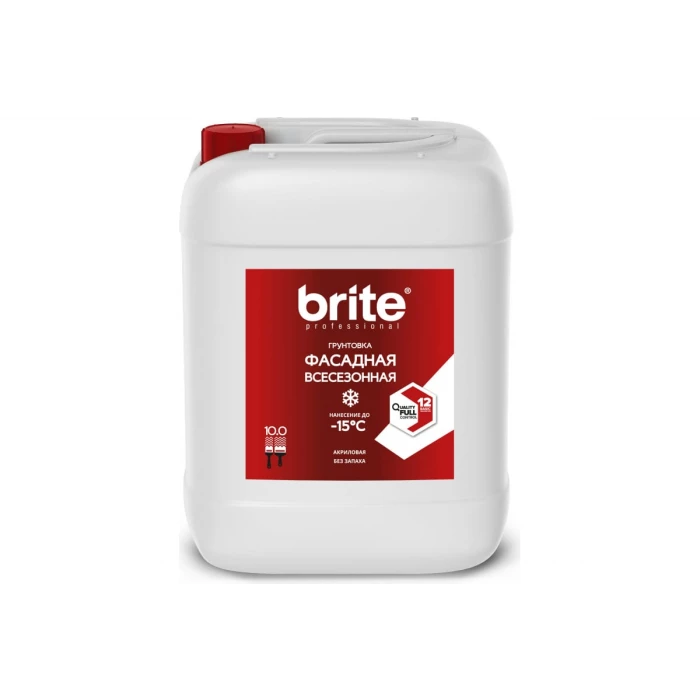 Всесезонная акриловая грунтовка для фасадов BRITE PROFESSIONAL канистра 10 л О02489