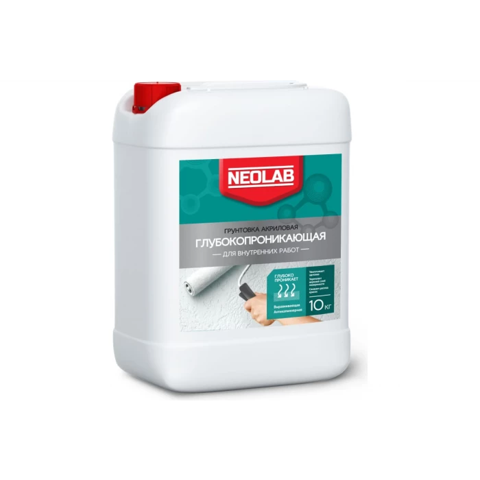 Глубокопроникающая грунтовка NEOLAB для внутренних работ, акриловая, 10 кг 700038