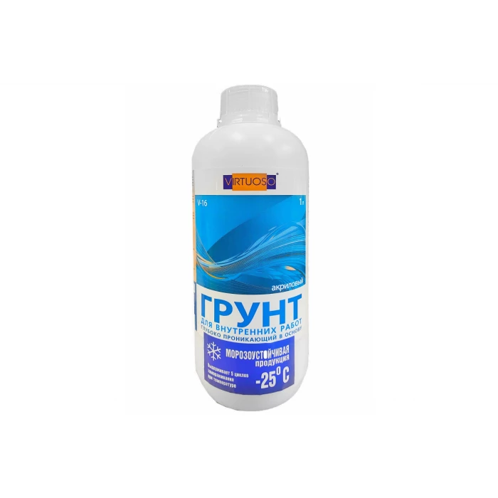 Грунт VIRTUOSO V-16 А акриловый, глубоко проникающий, д/внутр.работ, морозостойкий 1л 587182