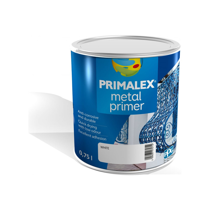 Грунт на водной основе для металла PRIMALEX белый, 0,75л 395723