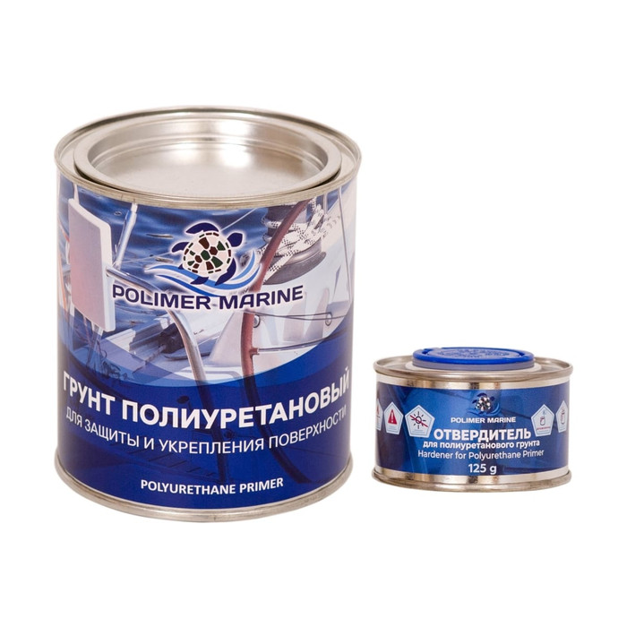 Грунт полиуретановый двухкомпонентный 2К POLIMER MARINE серый 1 кг ГРПД1