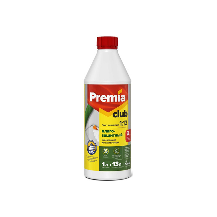 Грунт-концентрат PREMIA CLUB 1:12 влагозащитный, бутылка 1 л О03923