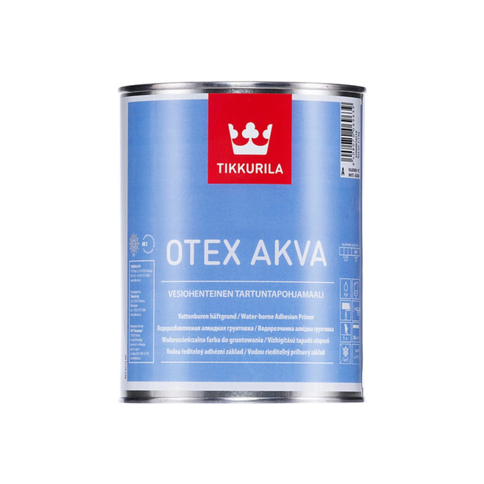 Грунтовка TIKKURILA OTEX AKVA адгезионная, водорастворимая, матовая, база A 0,9л 43V60010110