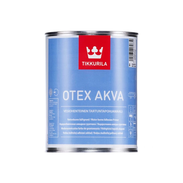 Грунтовка TIKKURILA OTEX AKVA адгезионная, водорастворимая, матовая, база A 0,9л 43V60010110