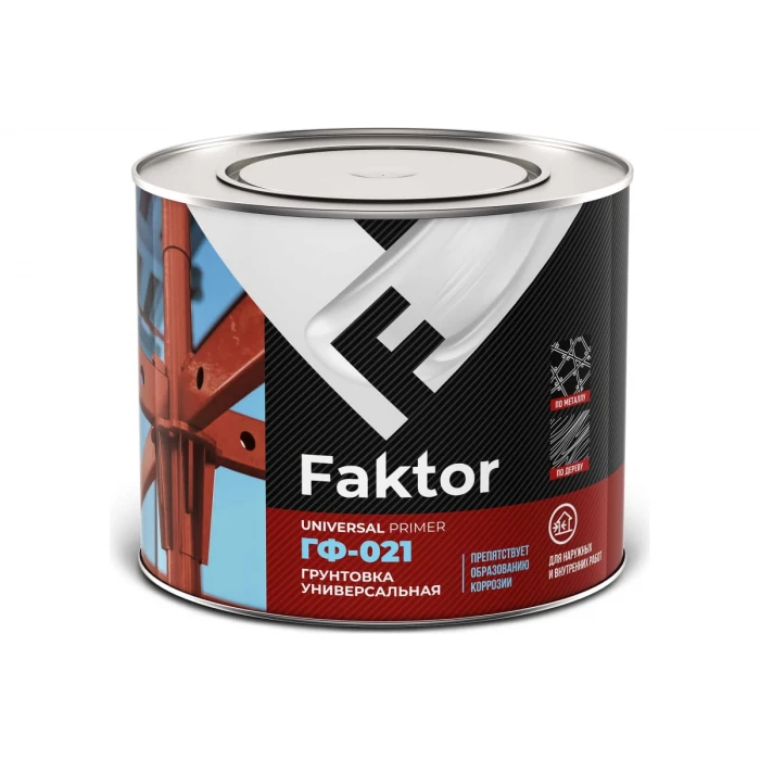 Грунтовка ЯРОСЛАВСКИЕ КРАСКИ FAKTOR ГФ-021 серая, банка 1.9 кг 217515