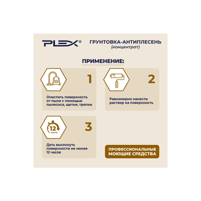 Грунтовка-антиплесень PLEX антисептическая, 1 л PУТ000003049 фото 3