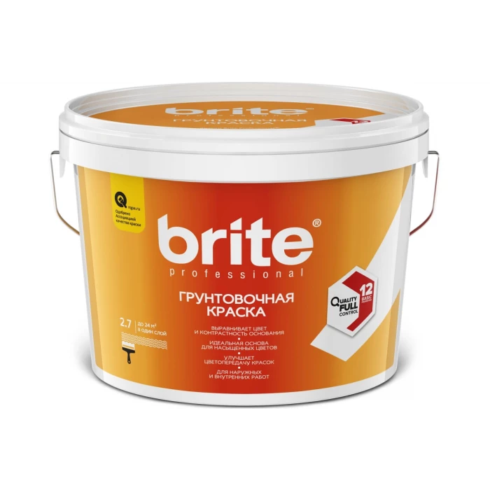 Грунтовочная краска BRITE PROFESSIONAL белая, ведро 2.7 л О05508