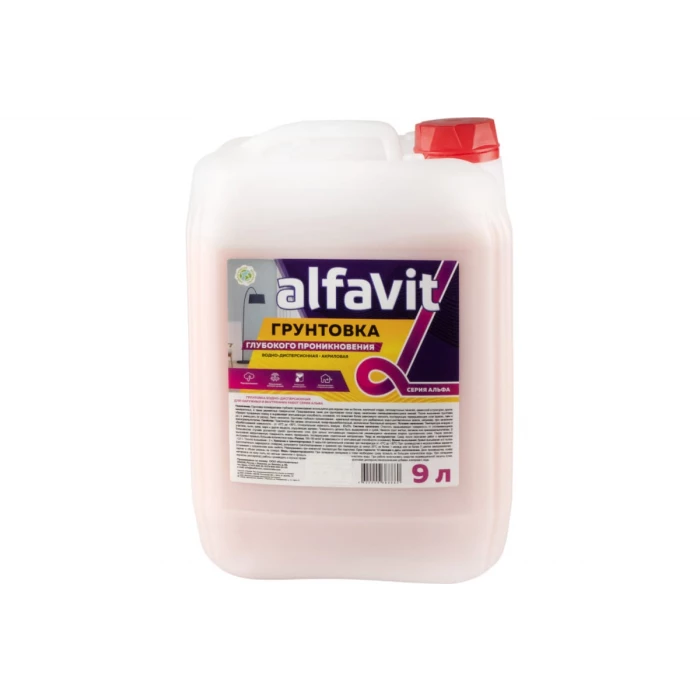 Грунтовка глубокого проникновения KRAFOR серия Альфа для наружных и внутренних работ, 9 л 129827