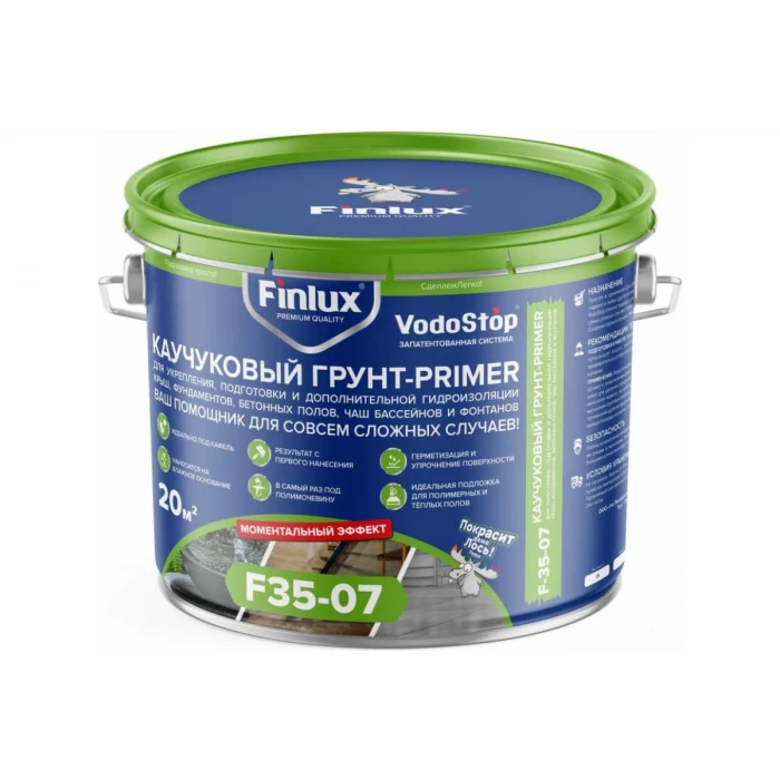 Многоцелевой гидроизоляционный полимерно-каучуковый грунт Finlux F-35-07 10 кв.м 4603783207657
