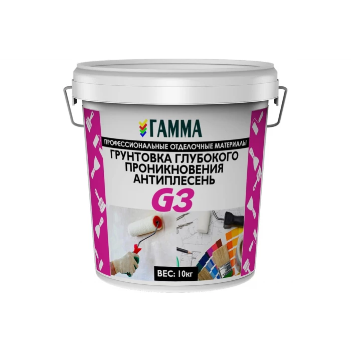 Грунтовка глубокого проникновения ГАММА Антиплесень G3 10 кг ведро 233897