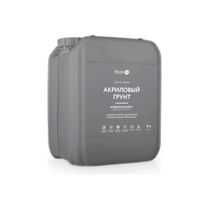 Грунтовка глубокого проникновения с индикатором нанесения для стен под покраску, под обои Elcon адгезионная, акриловая, 5 л 00-00462778
