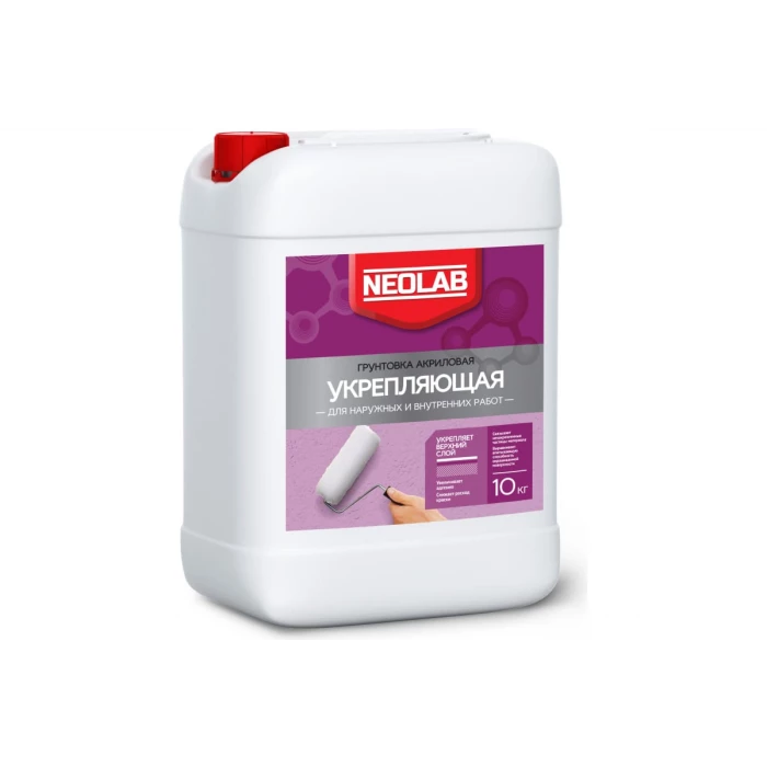 Укрепляющая грунтовка NEOLAB для внутренних и наружных работ, акриловая, 10 кг 700047