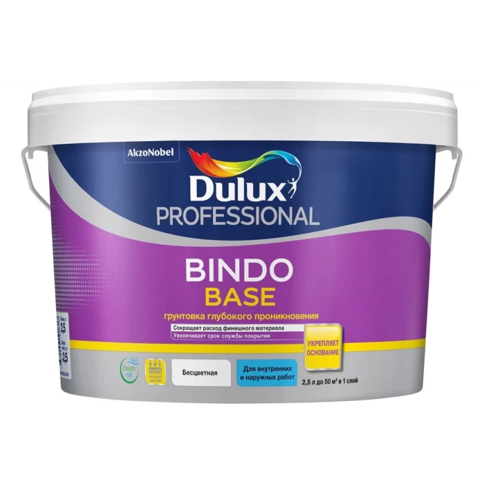 Универсальная грунтовка глубокого проникновения DULUX BINDO BASE (концентрат 1:1; 2,5 л) 5360772