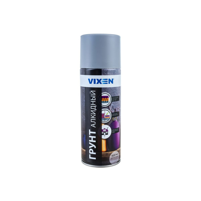 Универсальный алкидный грунт Vixen (серый; аэрозоль; 520 мл) VX21002