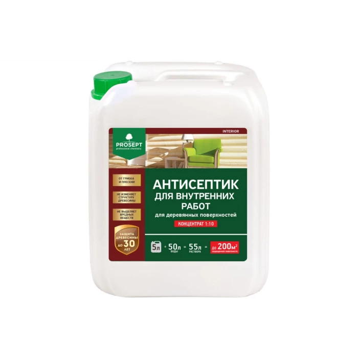Антисептик для внутренних работ PROSEPT INTERIOR, 5л 003-5