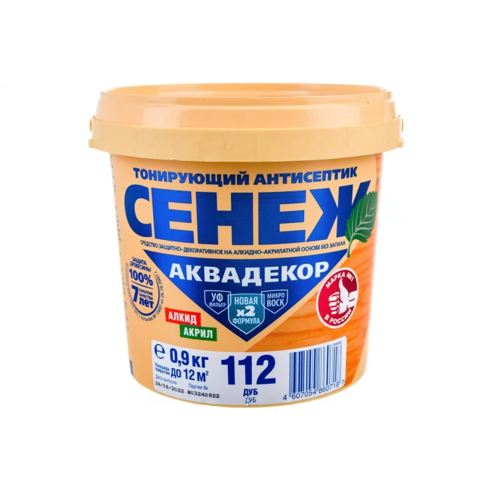 Антисептик для дерева СЕНЕЖ АКВАДЕКОР Х2-112 дуб, 0.9 кг 11066