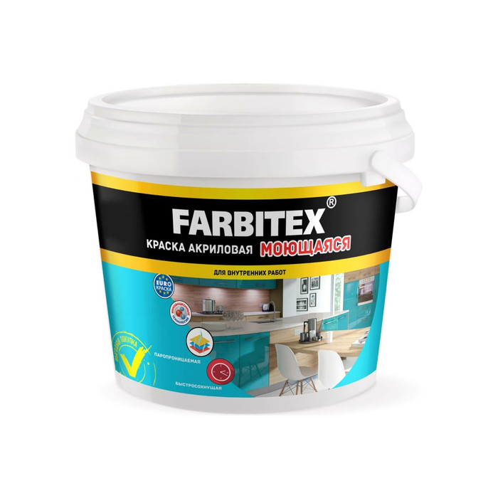 Акриловая краска FARBITEX (моющаяся; 6 кг) 4300004280