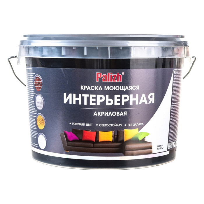 Акриловая краска PALIZH интерьерная моющаяся №316 черный трюфель 3,3кг 1/4 11605607