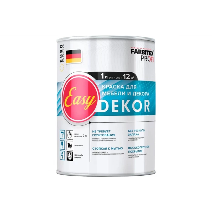 Акриловая краска для мебели и декора Farbitex PROFI EasyDekor 1 л 4300011680