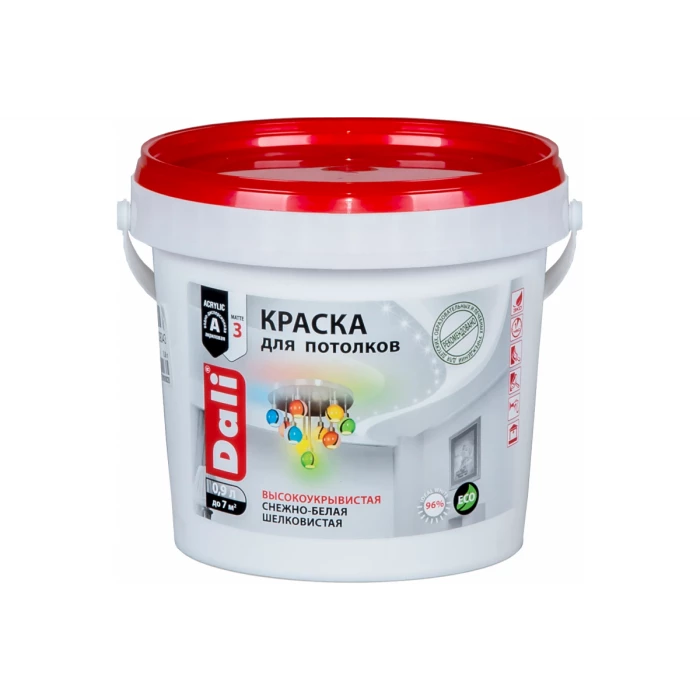 Акриловая краска для потолков Dali снежно-белая 0.9 л 6 29343