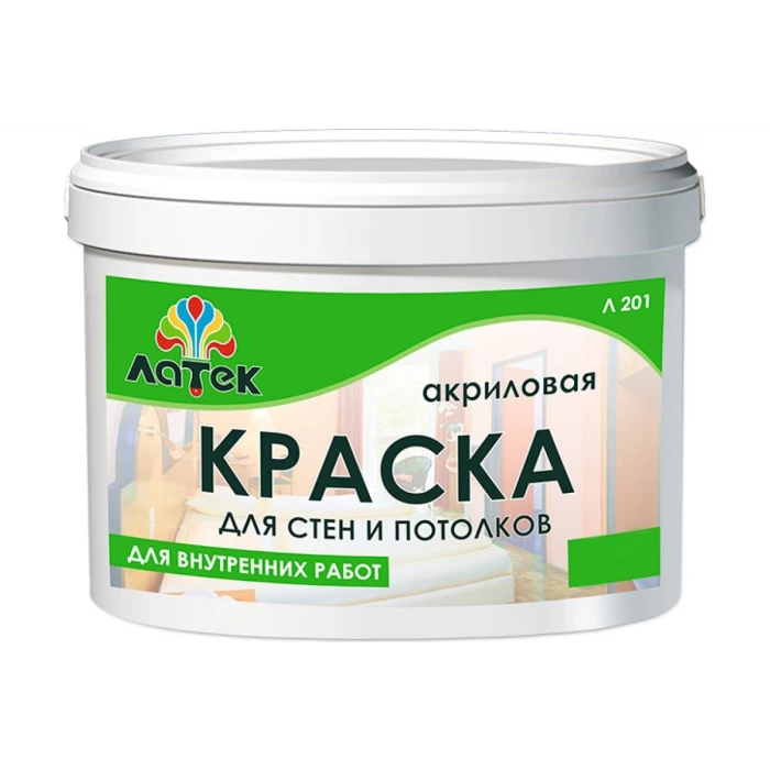 Акриловая краска для стен и потолков Латек 14 кг Л201 LAP000