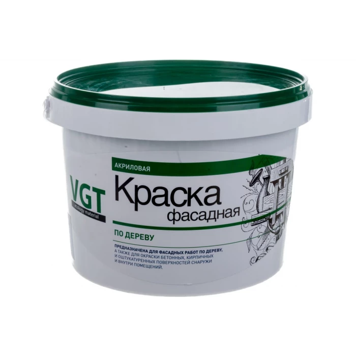 Акриловая краска по дереву VGT ВД-АК-1180 ФАСАДНАЯ, белая, матовая, 3 кг 7342