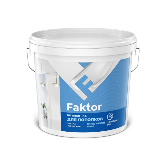 Акриловая краска ЯРОСЛАВСКИЕ КРАСКИ FAKTOR для потолков белая, ведро 13 кг О05352