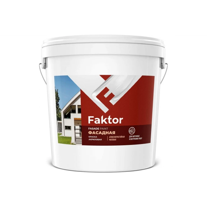 Акриловая краска ЯРОСЛАВСКИЕ КРАСКИ FAKTOR для фасадов белая, ведро 28 кг О05368