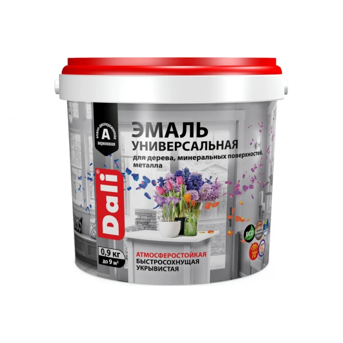 Акриловая универсальная эмаль РОГНЕДА Dali (полуматовая; серая; Ral 7004; 0.9 кг) 221446