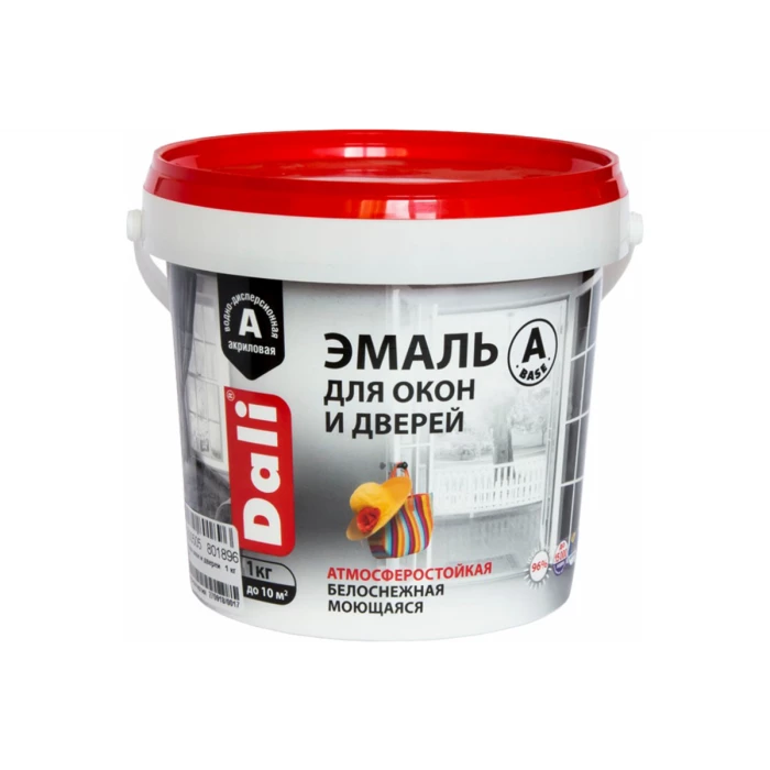Акриловая эмаль Dali водно-дисперсионная для окон и дверей 1 кг 6 24507