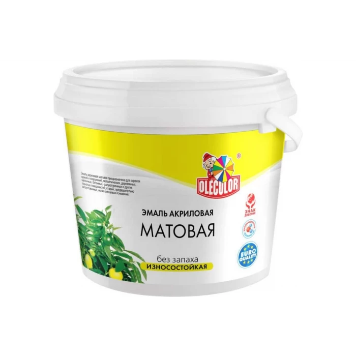 Акриловая эмаль OLECOLOR матовая, белый, 3 кг 4300002495
