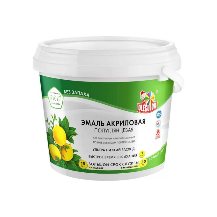 Акриловая эмаль OLECOLOR полуглянцевая, сиреневый, 2 кг 4300002557