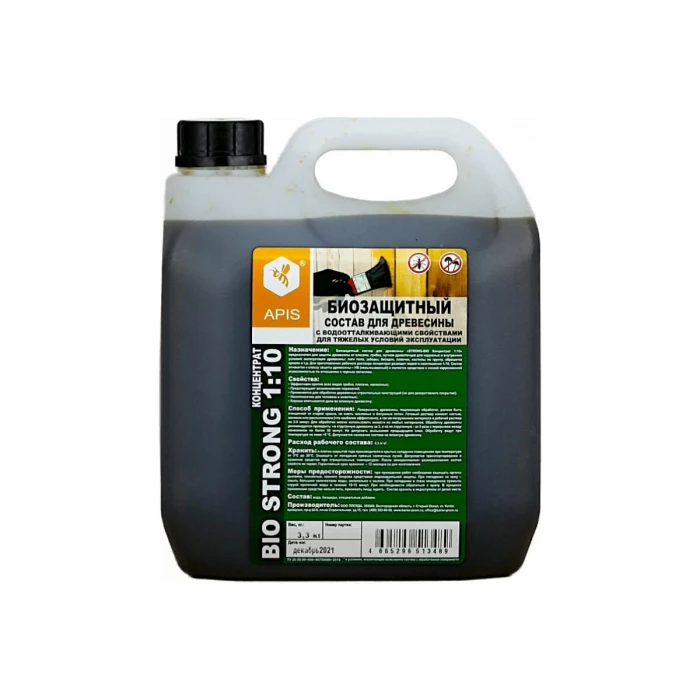 Биозащитный состав для древесины APIS Strong-bio (концентрат 1:10; канистра; 3.3 кг) 4665296512994