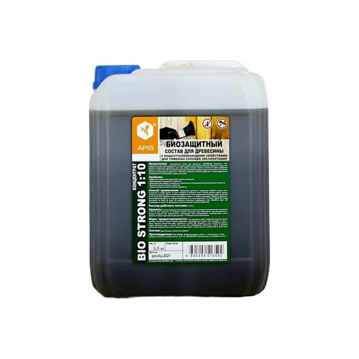 Биозащитный состав для древесины APIS Strong-bio (концентрат 1:10; канистра; 5.5 кг) 4665296512277