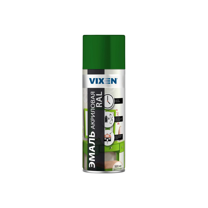 Акриловая эмаль VIXEN лиственно-зеленая, аэрозоль, 520 мл VX36002