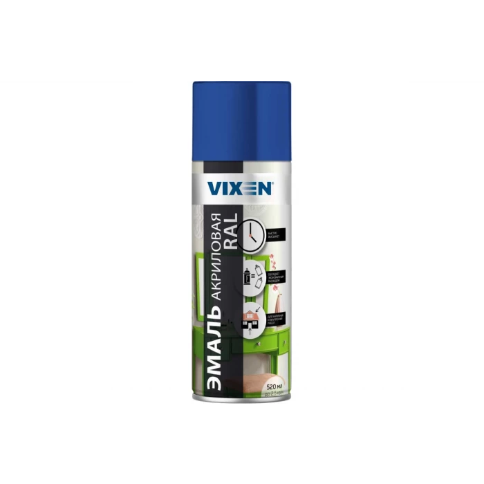 Акриловая эмаль VIXEN сигнально синий, аэрозоль, 520 мл VX35005
