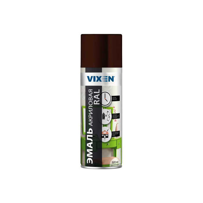 Акриловая эмаль VIXEN шоколадно-коричневая, аэрозоль, 520 мл VX38017