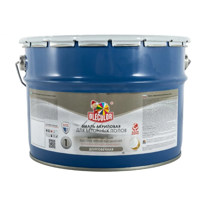 Акриловая эмаль для бетонных полов OLECOLOR серый, 10 кг 4300007691