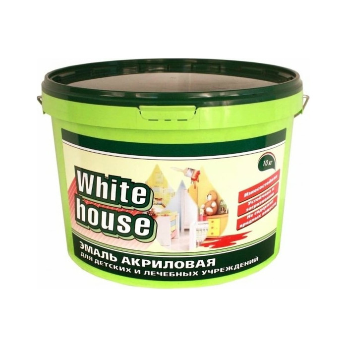 Акриловая эмаль для детских и лечебных учреждений White House (белая; полуглянцевая; 10 кг) 14013